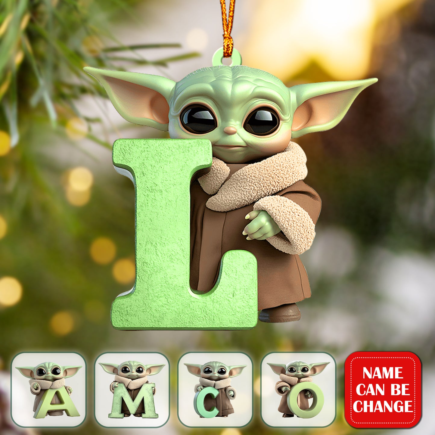 Cute Baby Letter - Personalized The Force Ornament