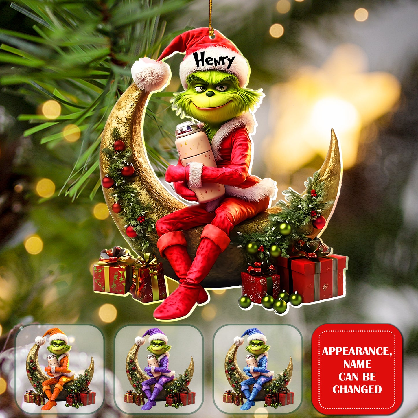 Naughty Grinchh - Personalized Stole Christmas Ornament