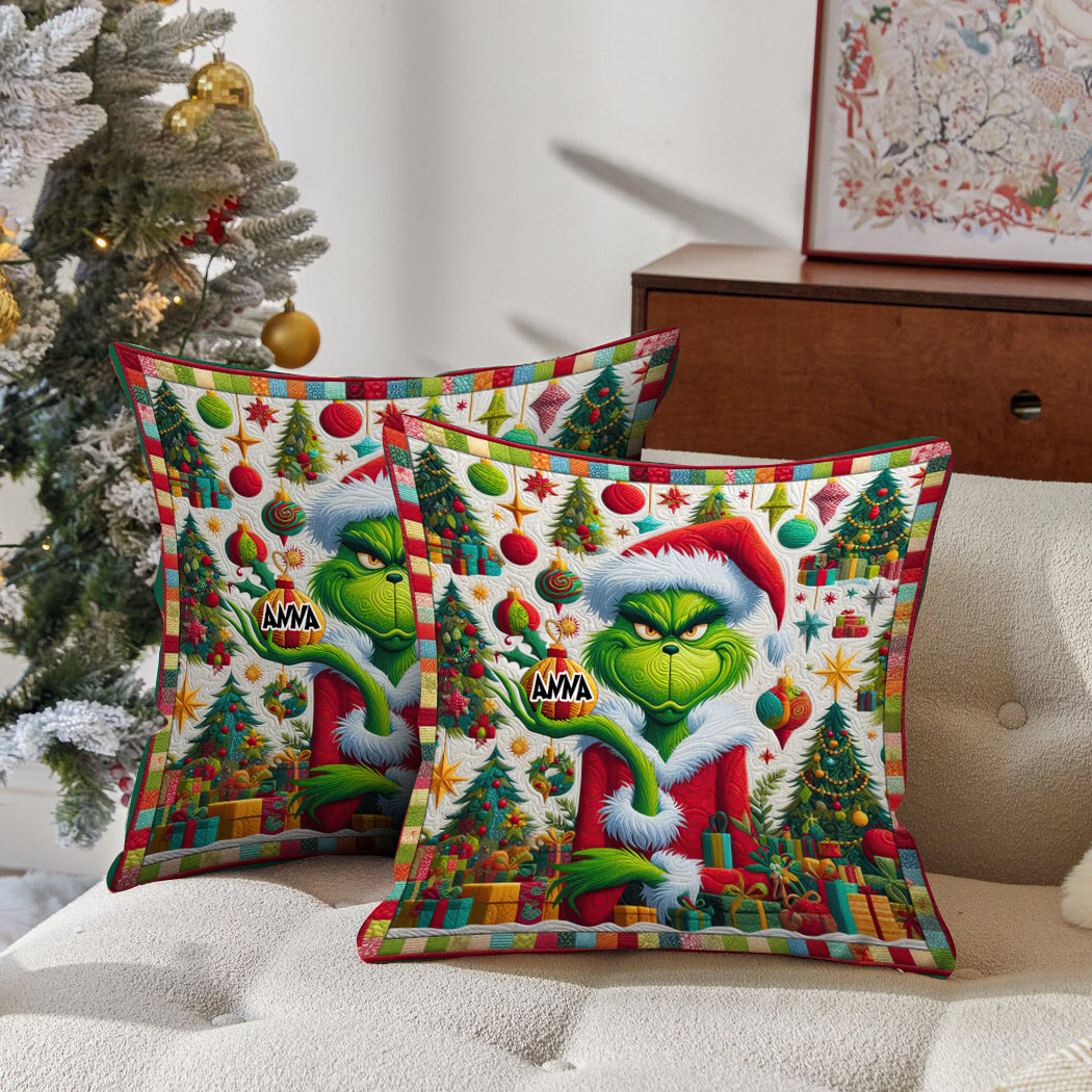 Merry Grinchmas - Personalized Stole Christmas Throw Pillow