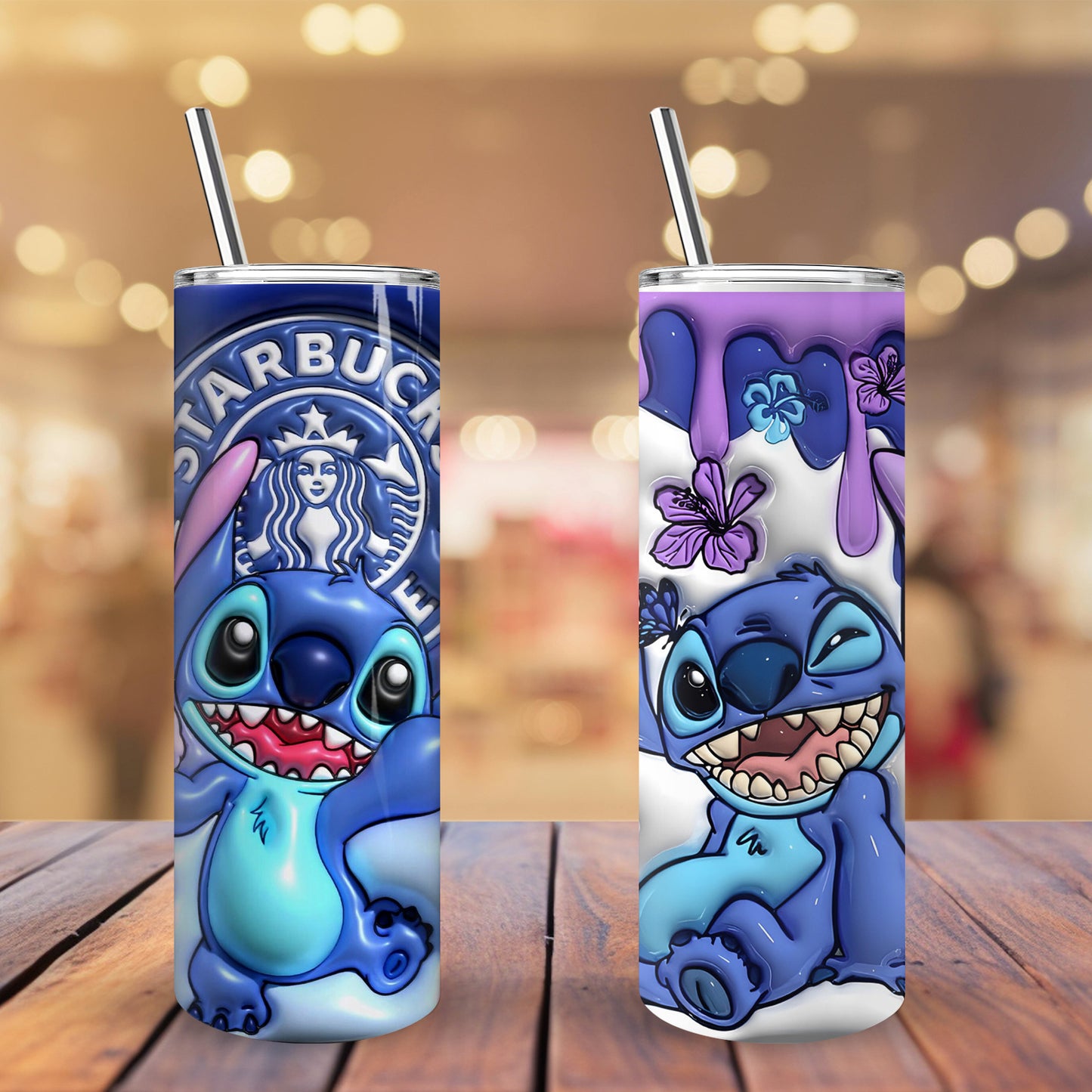 Cartoon Tumbler With Custom Resin Ice top