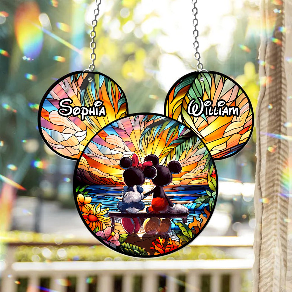 Romantic Sunset - Personalized Mouse Window Hanging Suncatcher Ornament