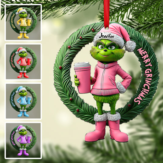 Grinchy Green Lady - Personalized Stole Christmas Ornament