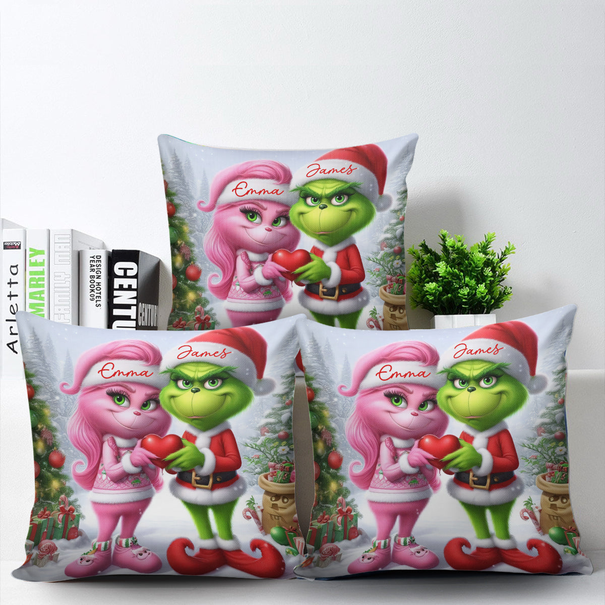 Merry Grinchmas - Personalized Stole Christmas Throw Pillow