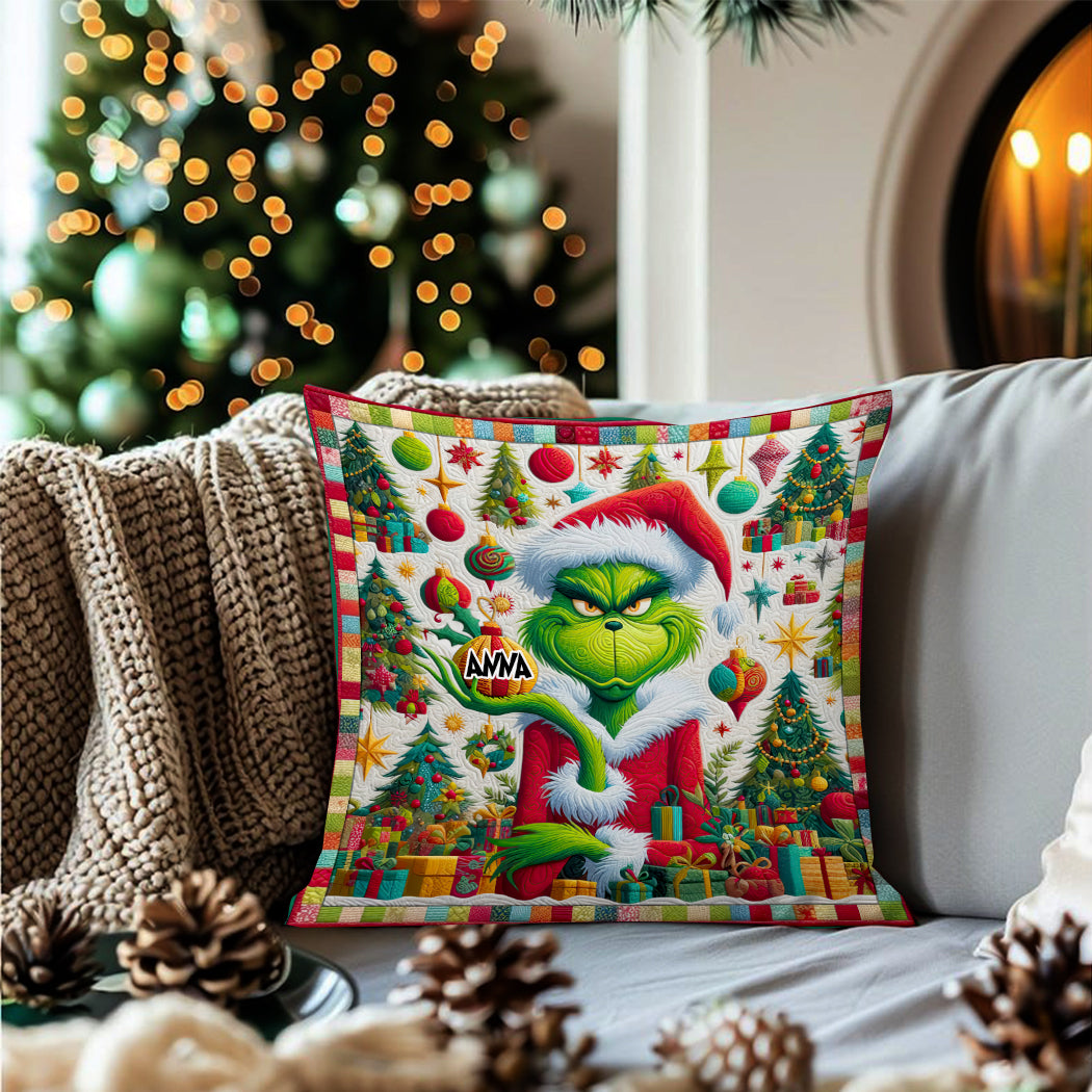 Merry Grinchmas - Personalized Stole Christmas Throw Pillow