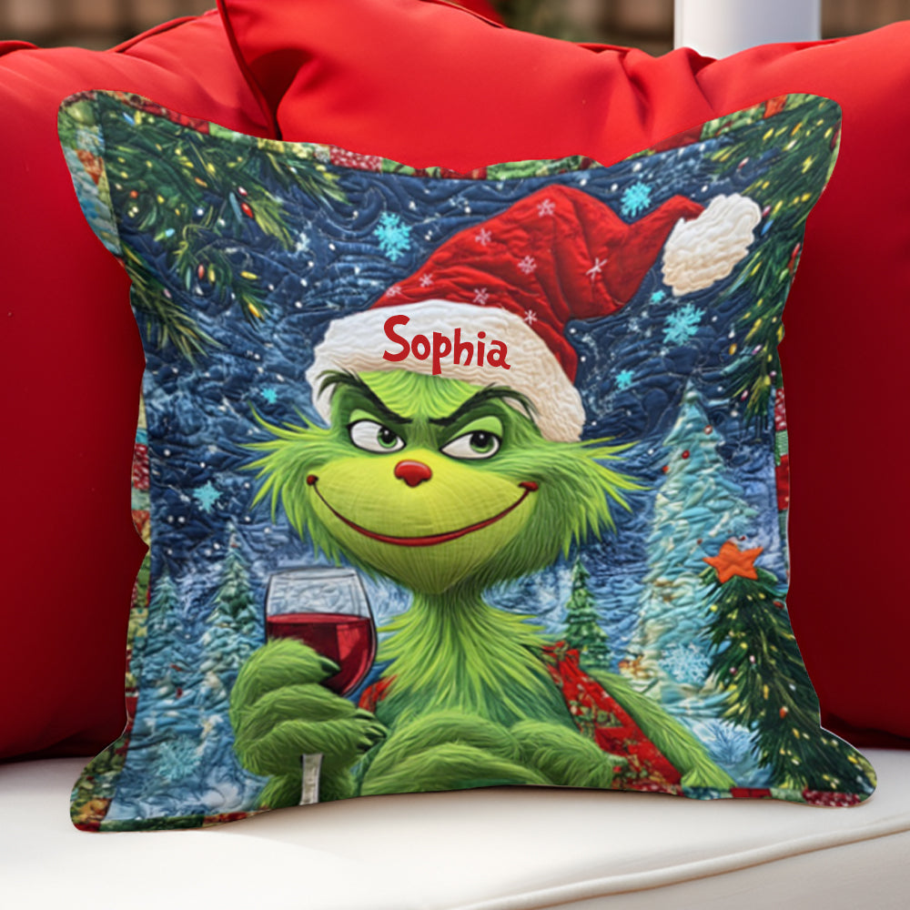 Merry Grinchmas - Personalized Stole Christmas Throw Pillow