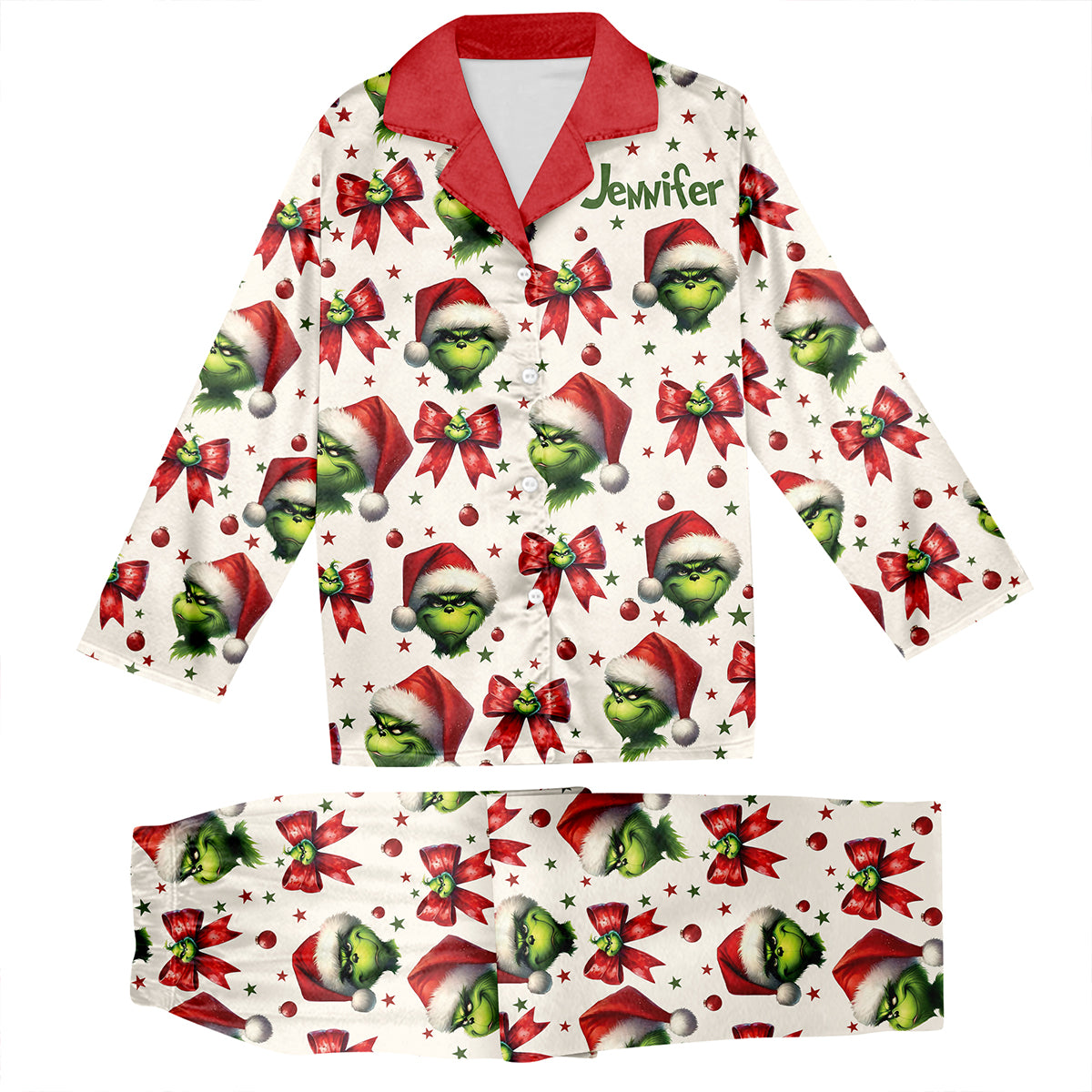 Coquette Grinchmas - Personalized Stole Christmas Button Down Pajamas