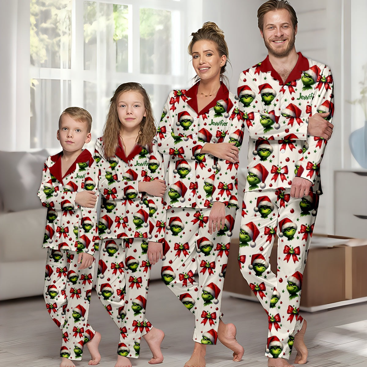 Coquette Grinchmas - Personalized Stole Christmas Button Down Pajamas