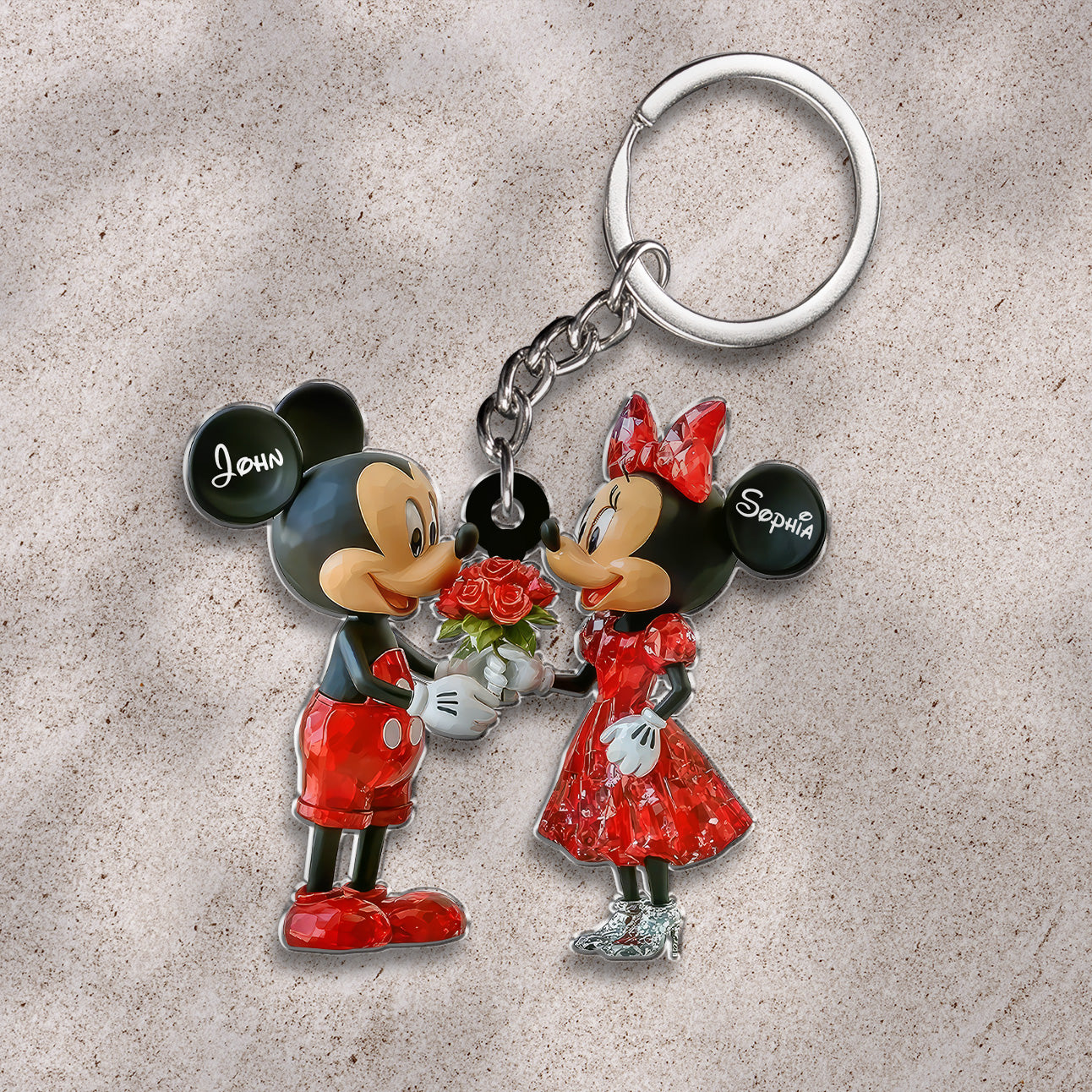 Cute Mouse Couple - Personalized Mouse Keychain 01naqg131224