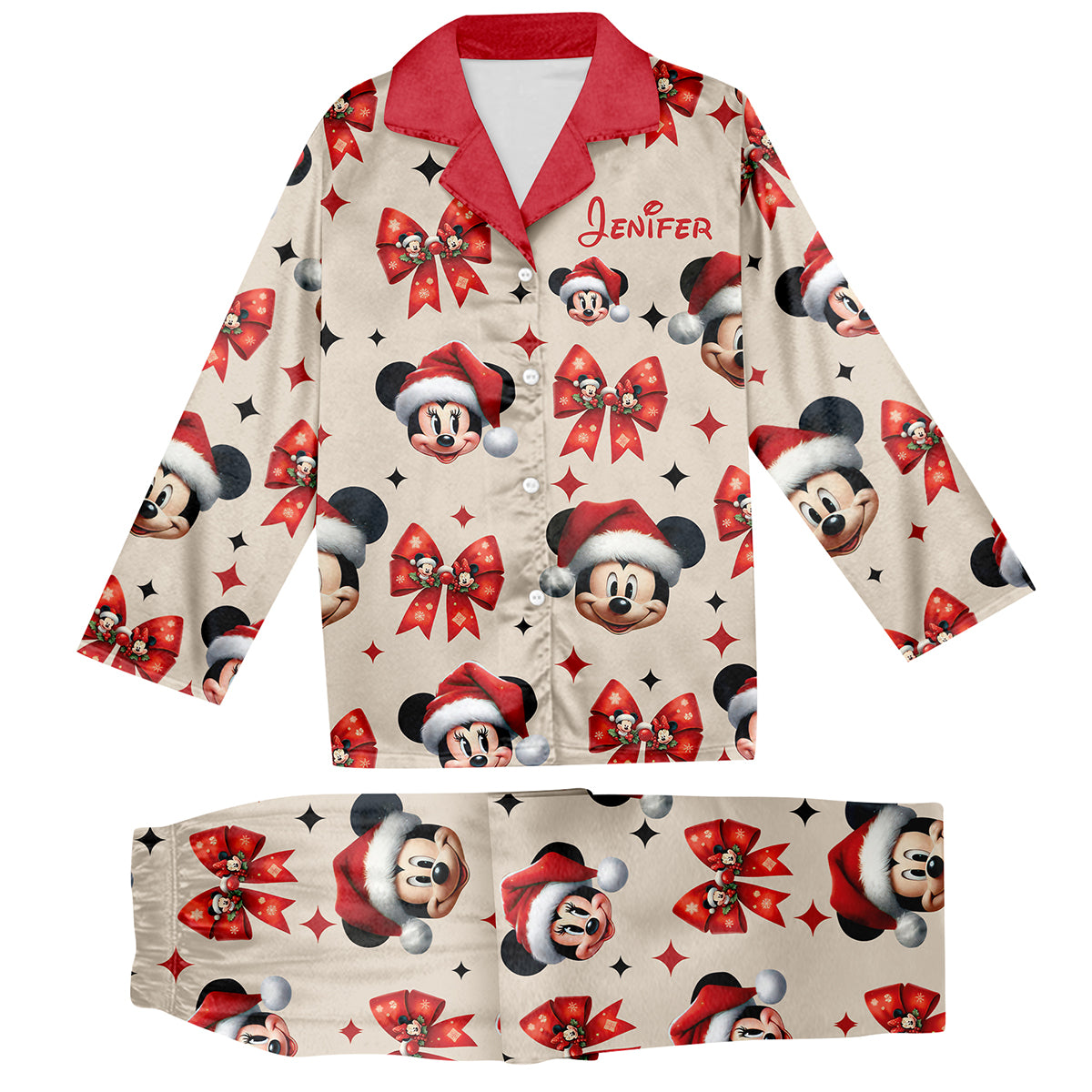 Cute Mouse Christmas Pajamas - Personalized Mouse Button Down Pajamas