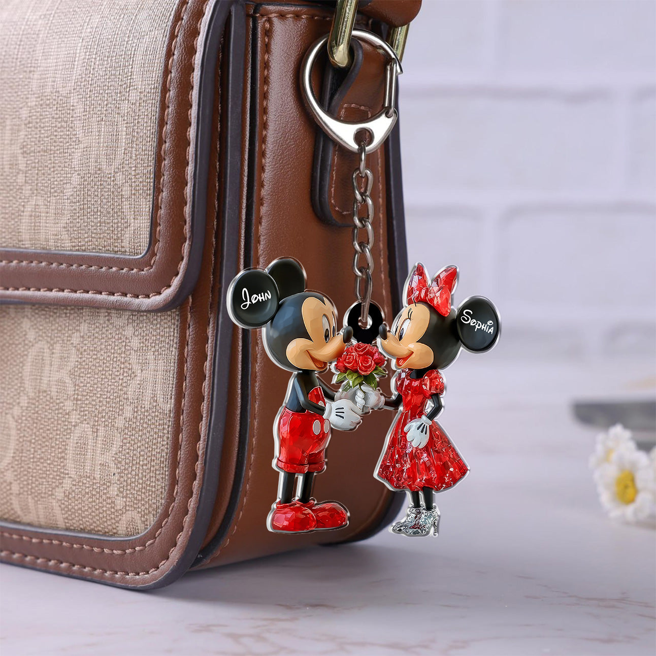 Cute Mouse Couple - Personalized Mouse Keychain 01naqg131224