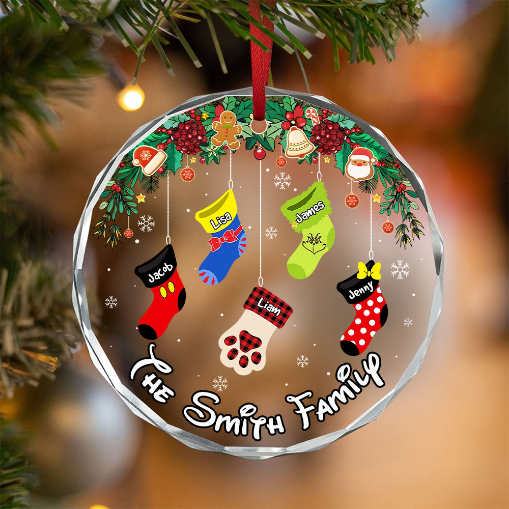 Stocking Family Ornament - Collage Cartoon Socks - Personalized Gifts For Family