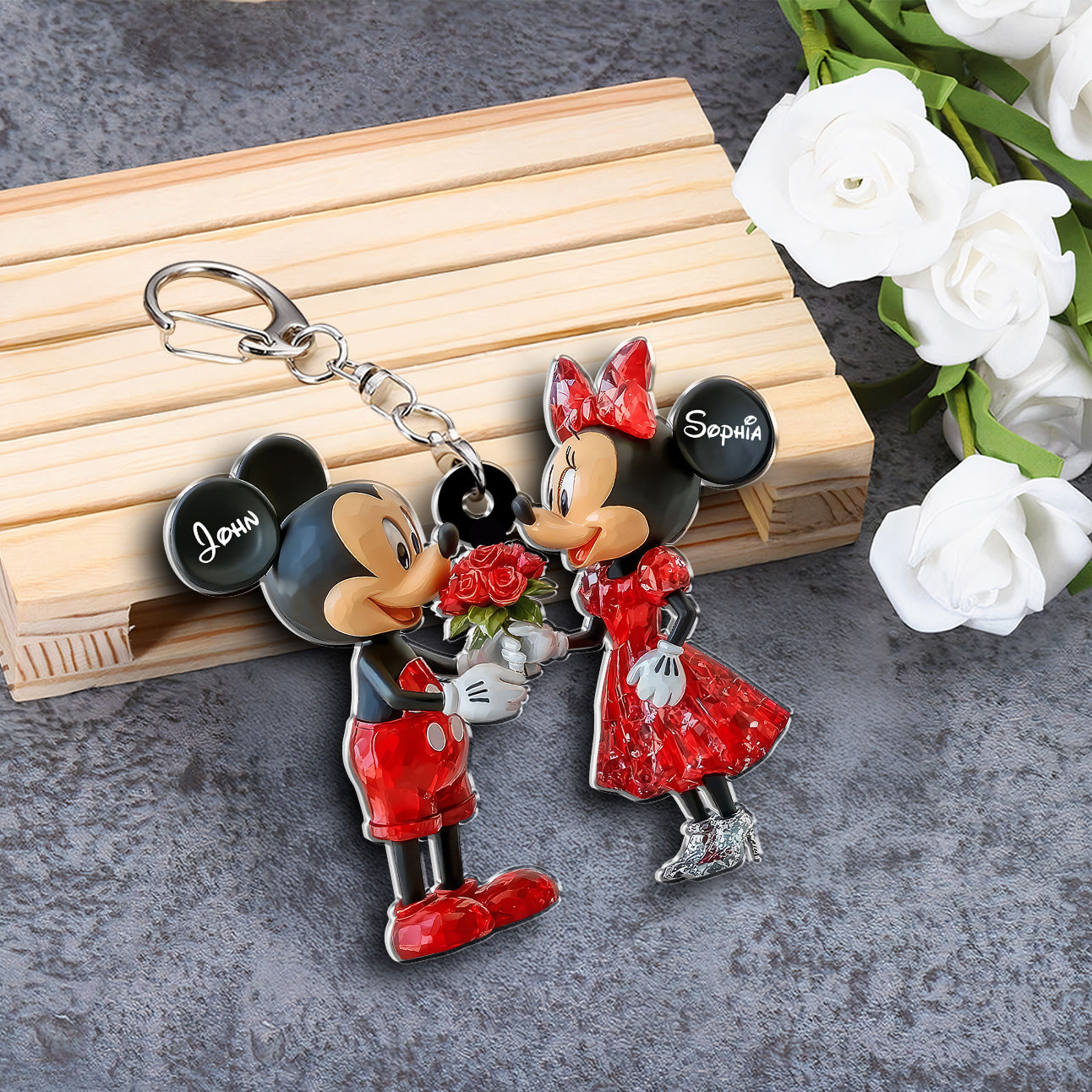 Cute Mouse Couple - Personalized Mouse Keychain 01naqg131224