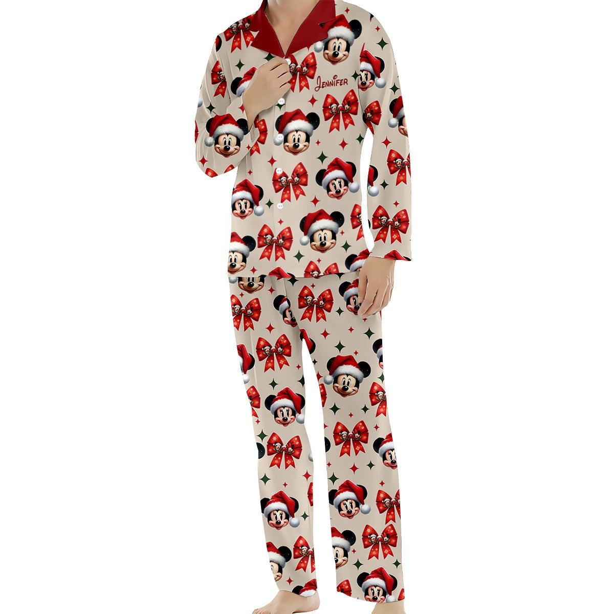 Cute Mouse Christmas Pajamas - Personalized Mouse Button Down Pajamas