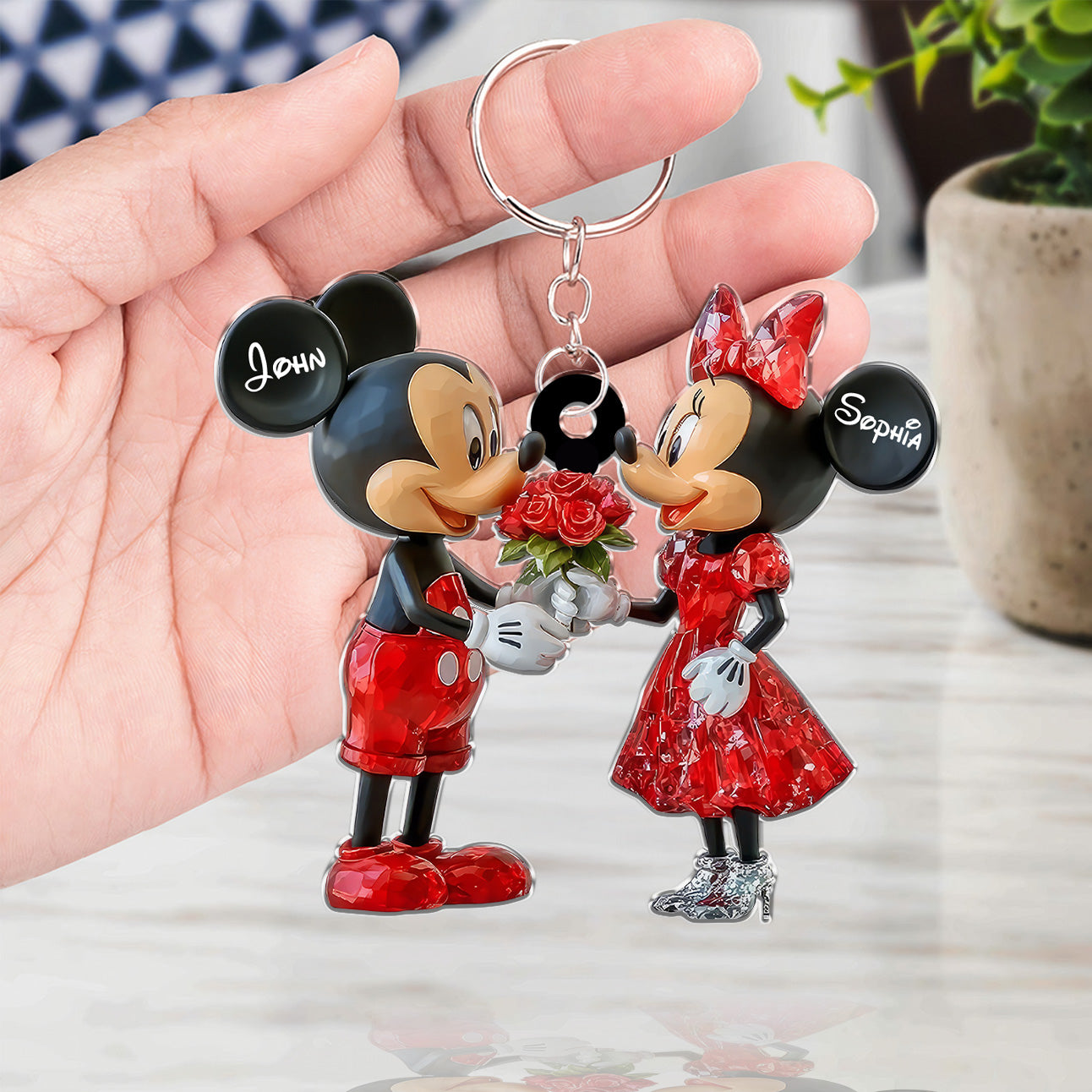 Cute Mouse Couple - Personalized Mouse Keychain 01naqg131224