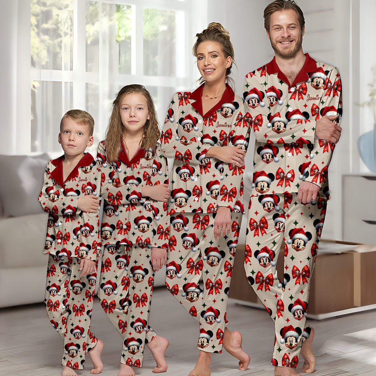 Cute Mouse Christmas Pajamas - Personalized Mouse Button Down Pajamas