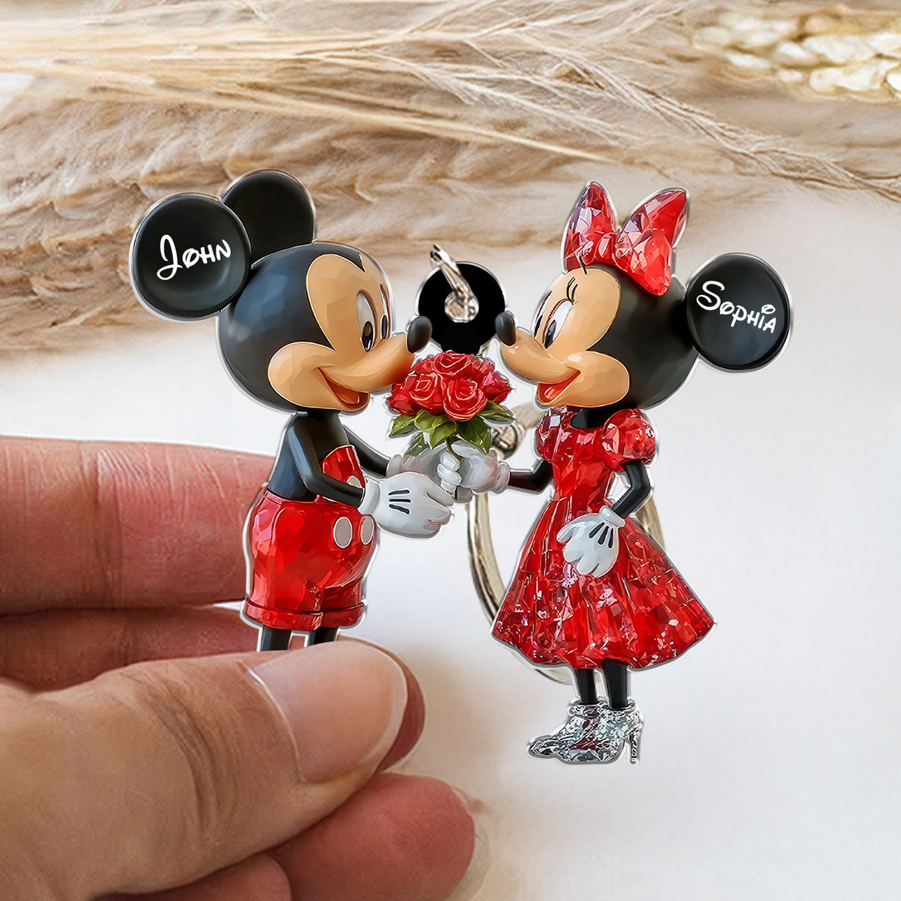 Cute Mouse Couple - Personalized Mouse Keychain 01naqg131224