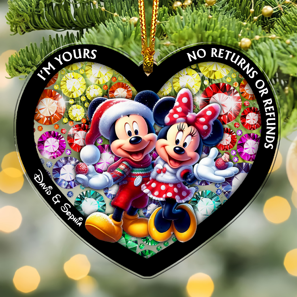 Personalized Cartoon Mouse Gifts For Couple Christmas Ornament