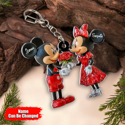 Cute Mouse Couple - Personalized Mouse Keychain 01naqg131224