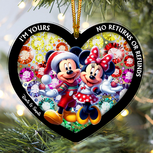 Personalized Cartoon Mouse Gifts For Couple Christmas Ornament