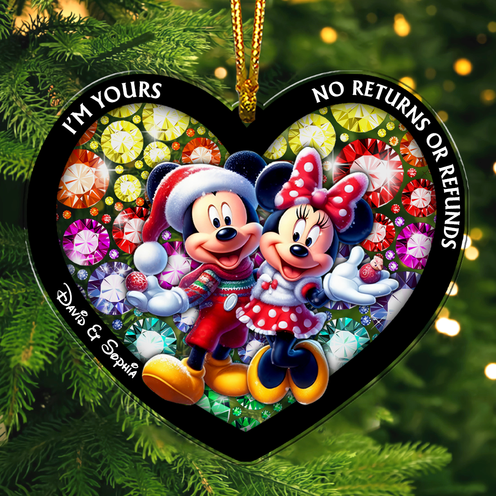 Personalized Cartoon Mouse Gifts For Couple Christmas Ornament