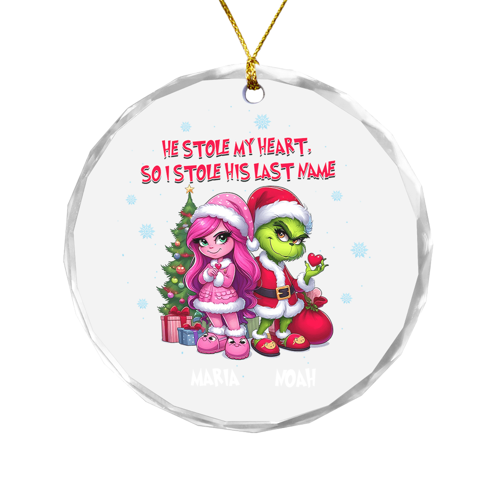 Personalized Gift for Couple, Cartoon Couple Christmas Crystal Glass Ornament 01naqg270924