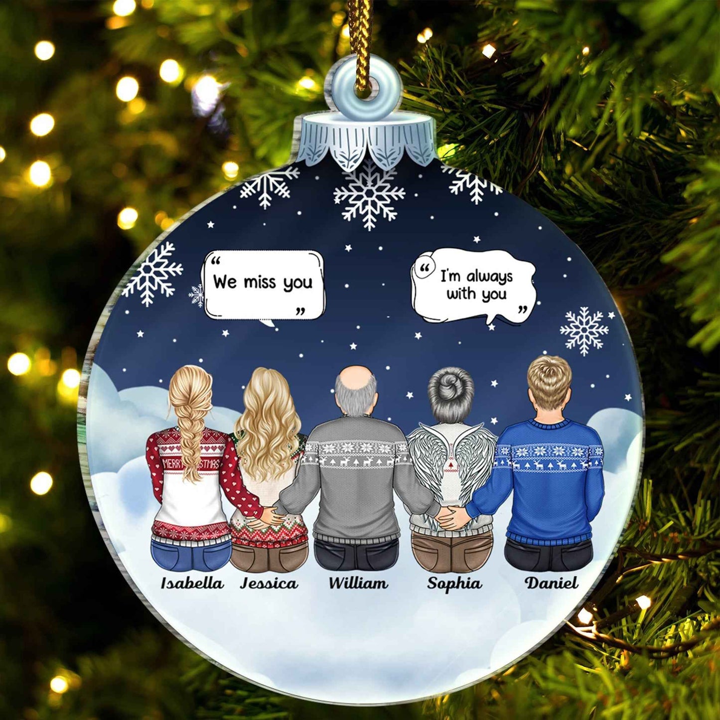 We Miss You I Know - Christmas Memorial Gift For Family - Personalized Custom Shaped Acrylic Ornament - Demiq Ecommerce