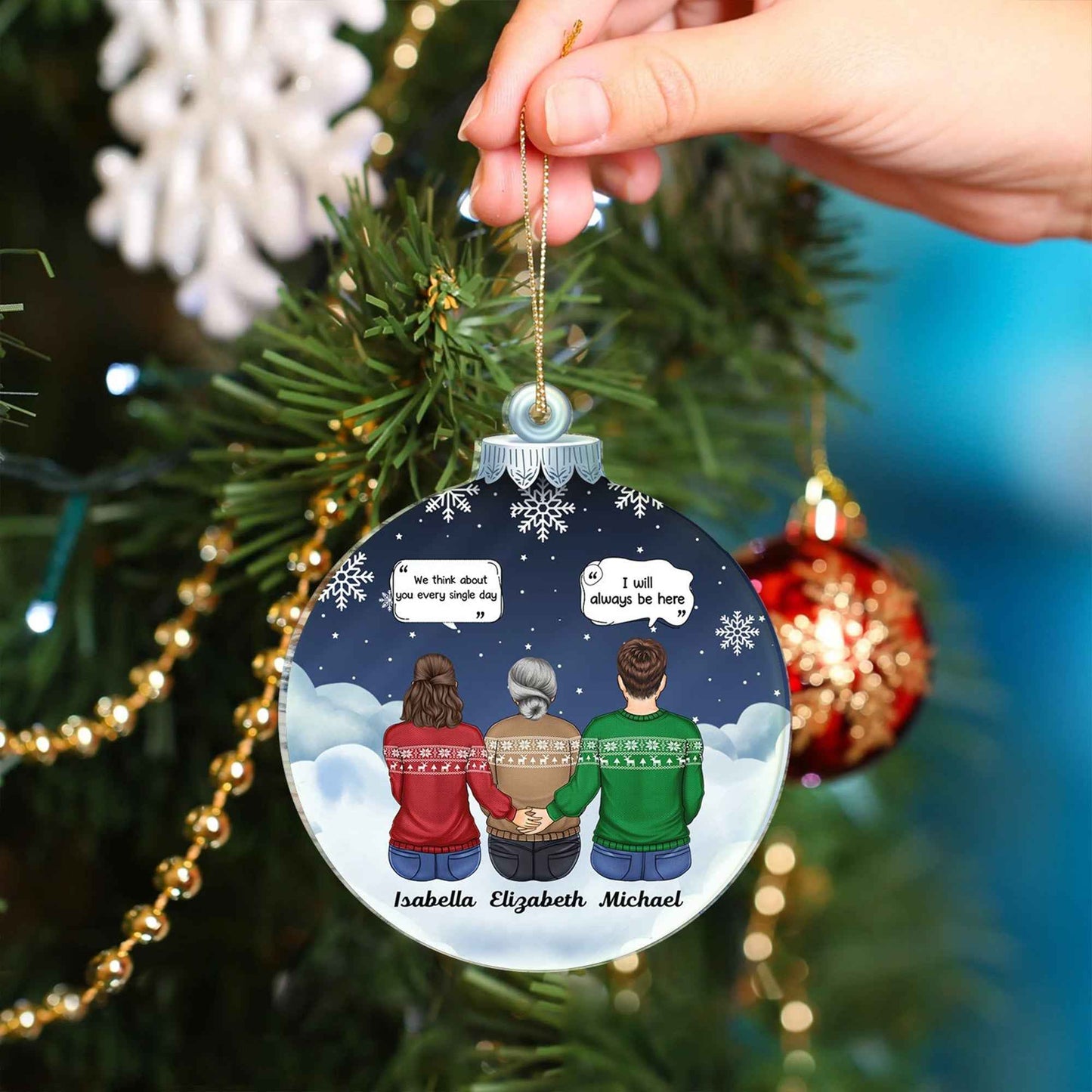 We Miss You I Know - Christmas Memorial Gift For Family - Personalized Custom Shaped Acrylic Ornament - Demiq Ecommerce