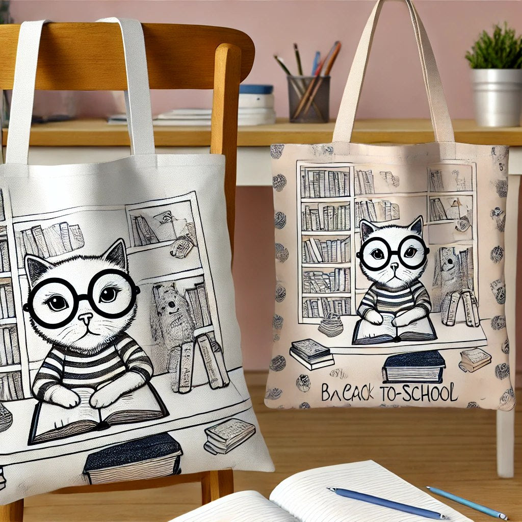 Literary Back To School Lovers Tote: A Bookish Duo of Dog and Cat