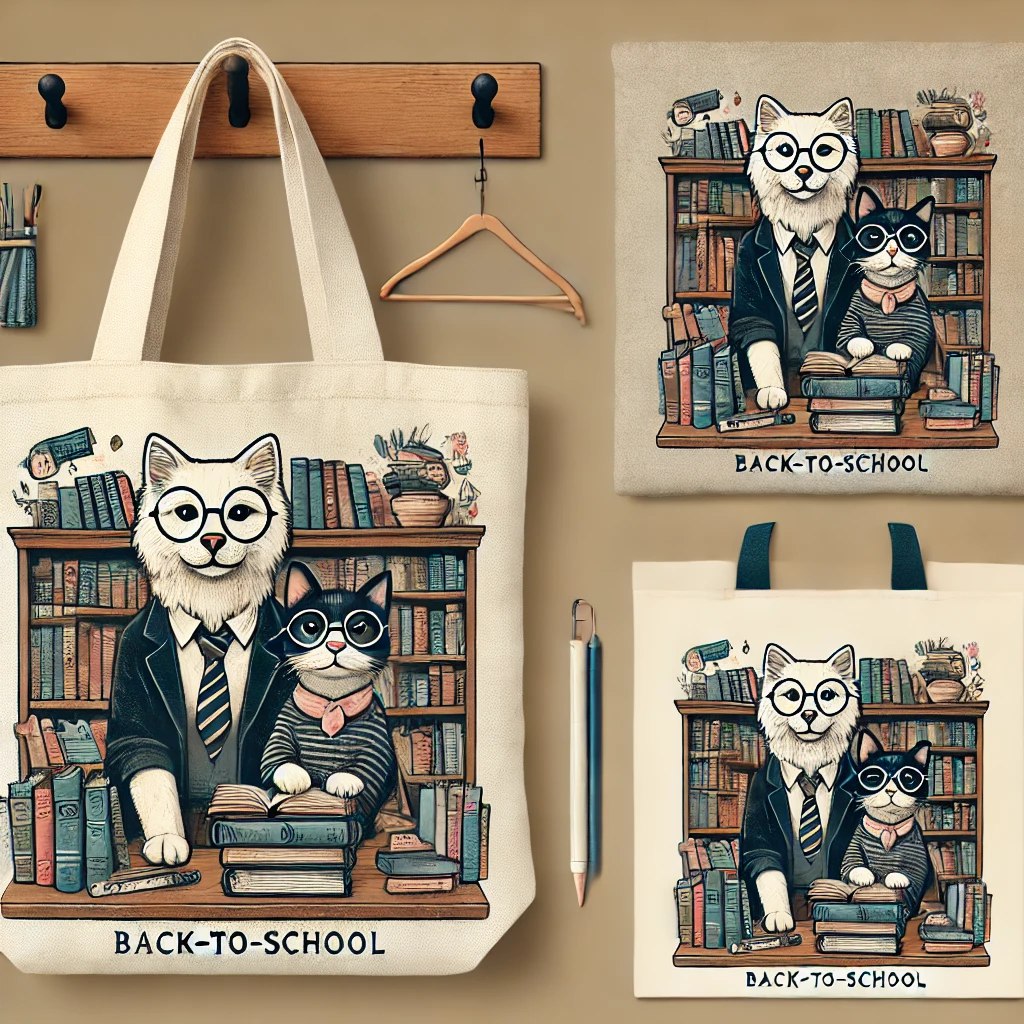 Literary Back To School Lovers Tote: A Bookish Duo of Dog and Cat